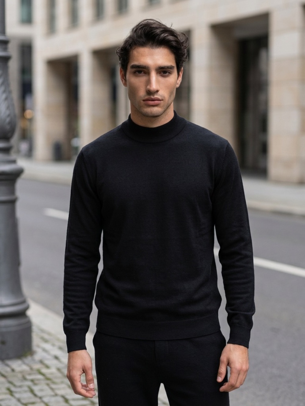 Baracuta | Silk Cotton Blend Mock Neck Crewneck Sweater | Men’s Size Medium